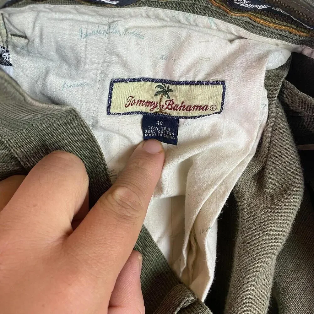 Tommy Bahama Pants Mens 40 x 30 Green‎ Corduroy Adult Silk Blend